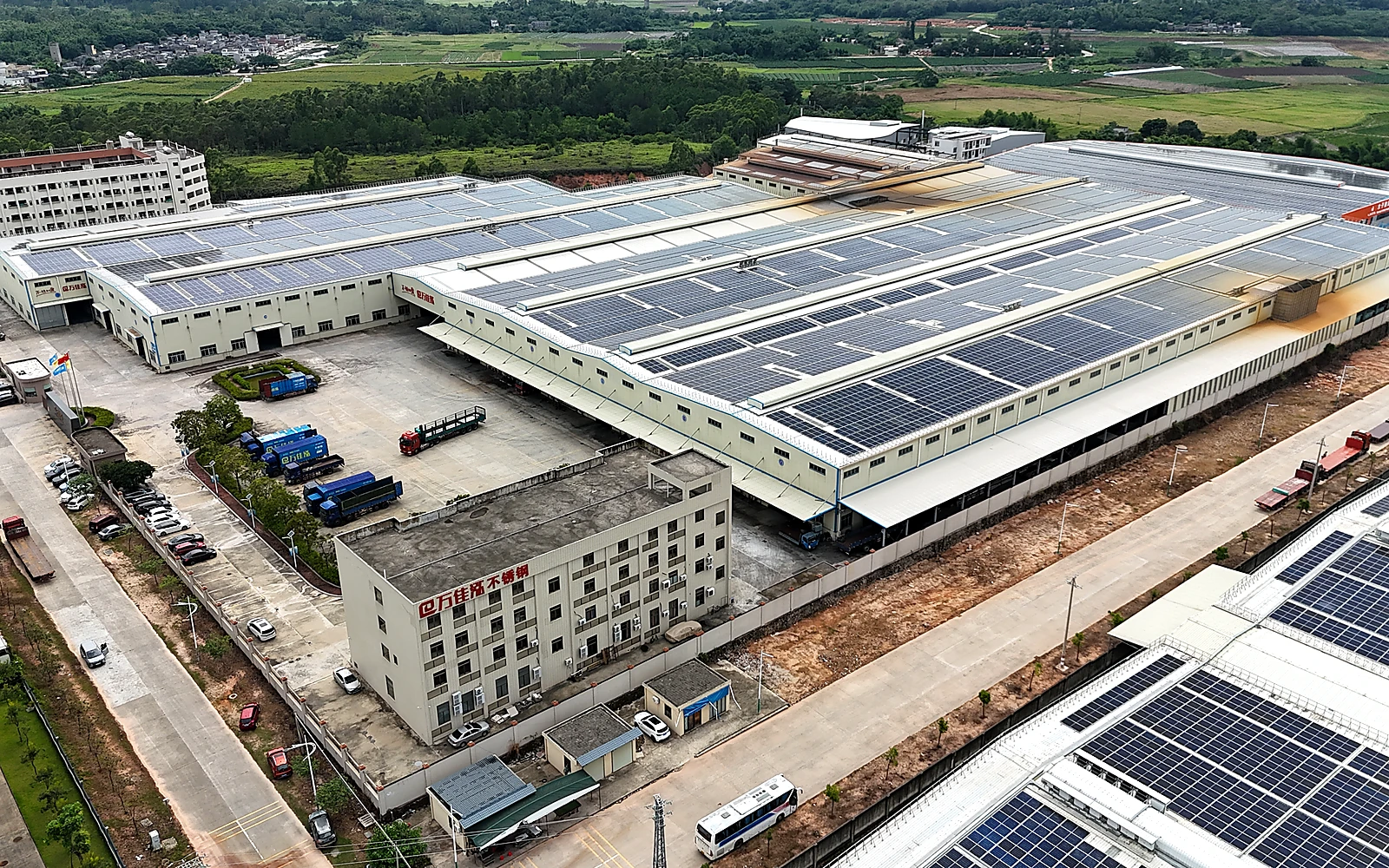 Aerial view of WJH Stainless Steel's Taishan manufacturing base; click to watch the company film