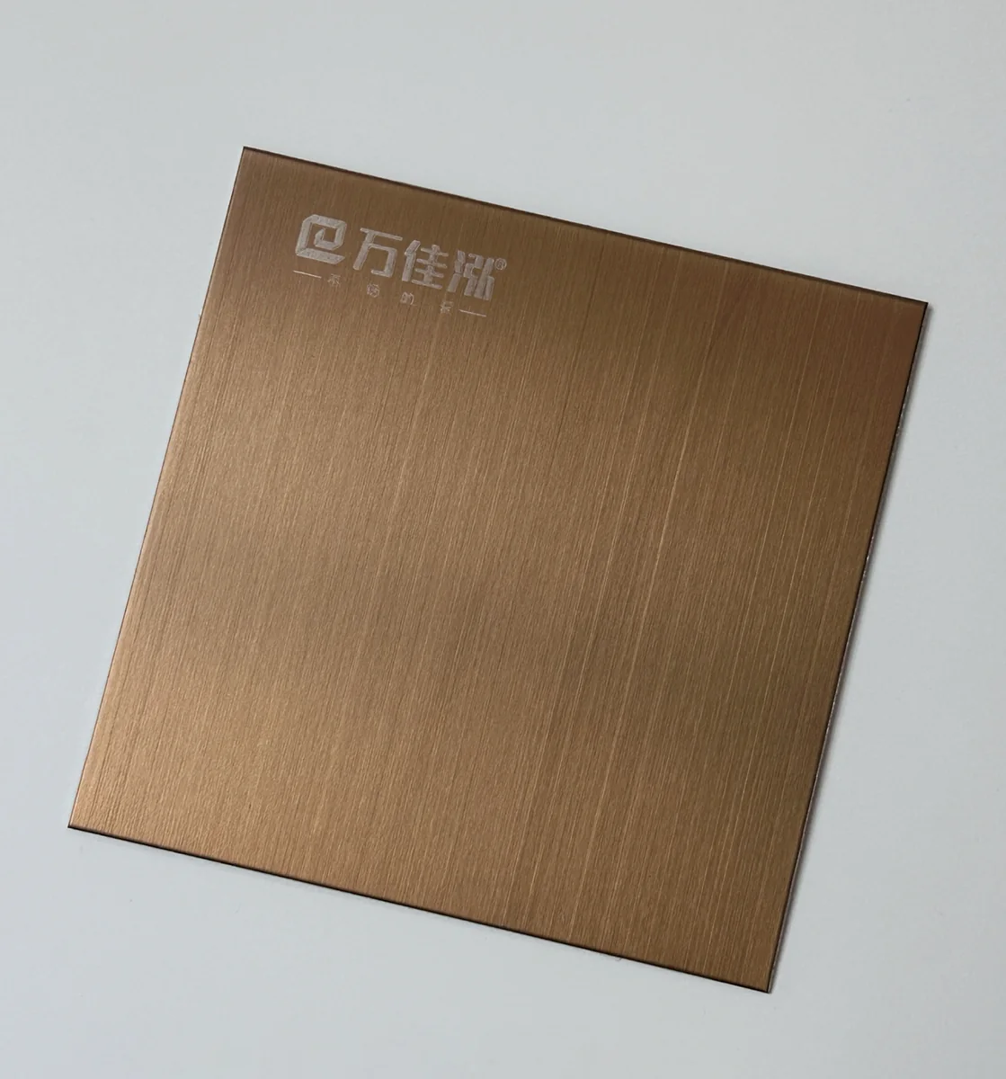 Item A02 — 304 Anti-Fingerprint Hairline Brushed Red Antique Bronze Stainless Steel Sheet sample.