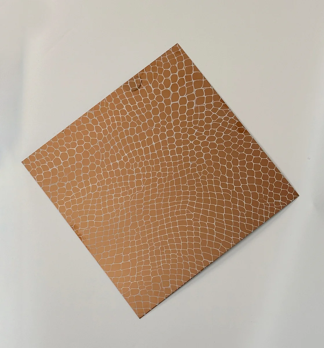 Item E05 — golden Woven Decorative Pattern Stainless Steel Sheet sample.