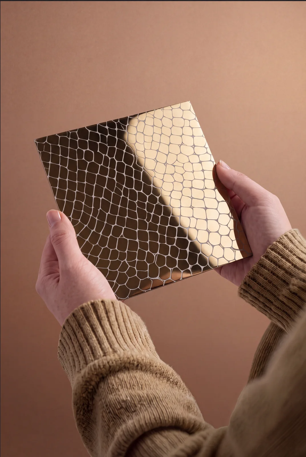 Gold woven decorative stainless steel pattern sample